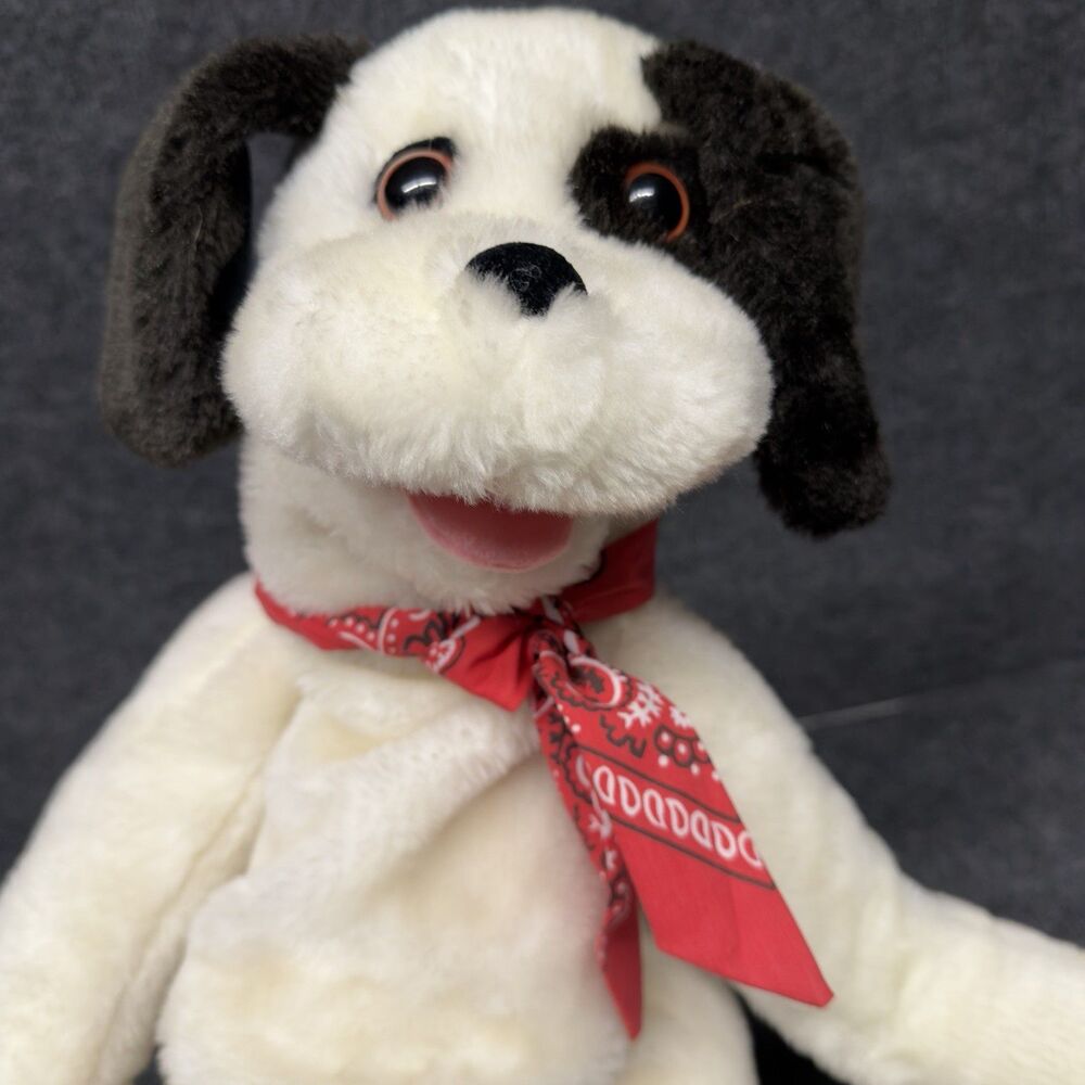 VTG 1992 Toy Biz Ralf The Barking Dog Plush Hand Puppet Long Arms Red Bandana